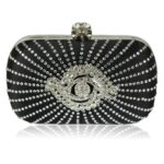 Τσαντάκι Clutch Σατέν Με Κούμπωμα Skull Και Στρας - Μαύρο