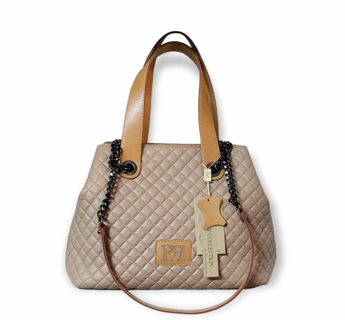 Τσάντα Ώμου Καπιτονέ Pierro Accessories - Κάμελ