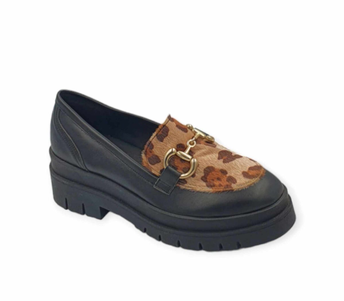 Γυναικεία Loafers Με Leopard Print - Μαύρο