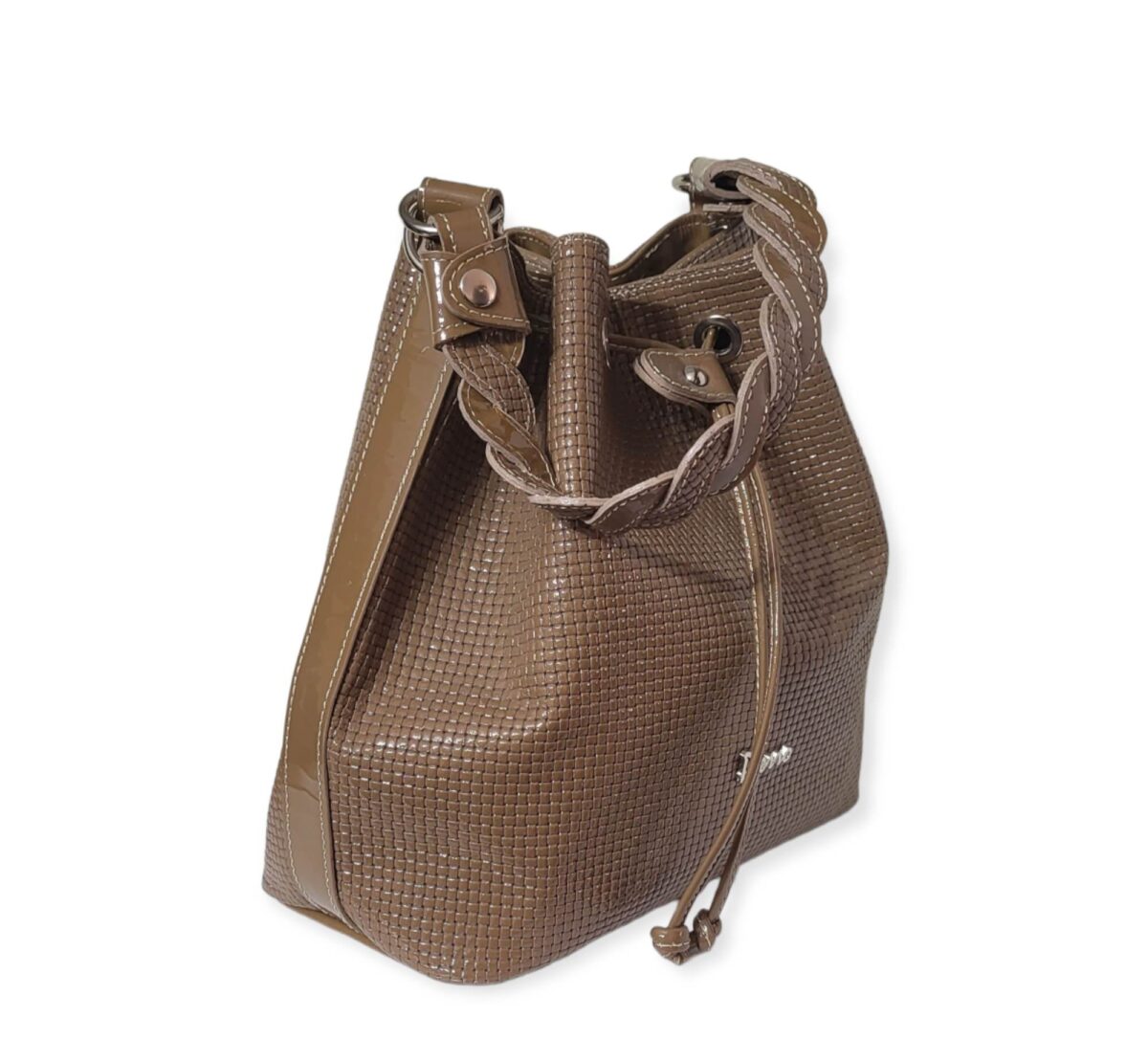 Δερμάτινη Τσάντα Χειρός Πουγκί Pierro Accessories - Μπεζ Σκούρο