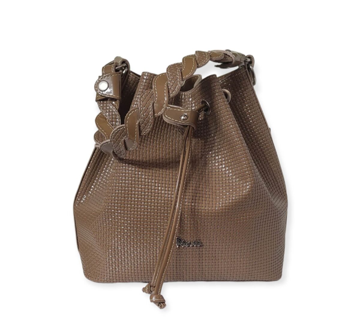 Δερμάτινη Τσάντα Χειρός Πουγκί Pierro Accessories - Μπεζ Σκούρο