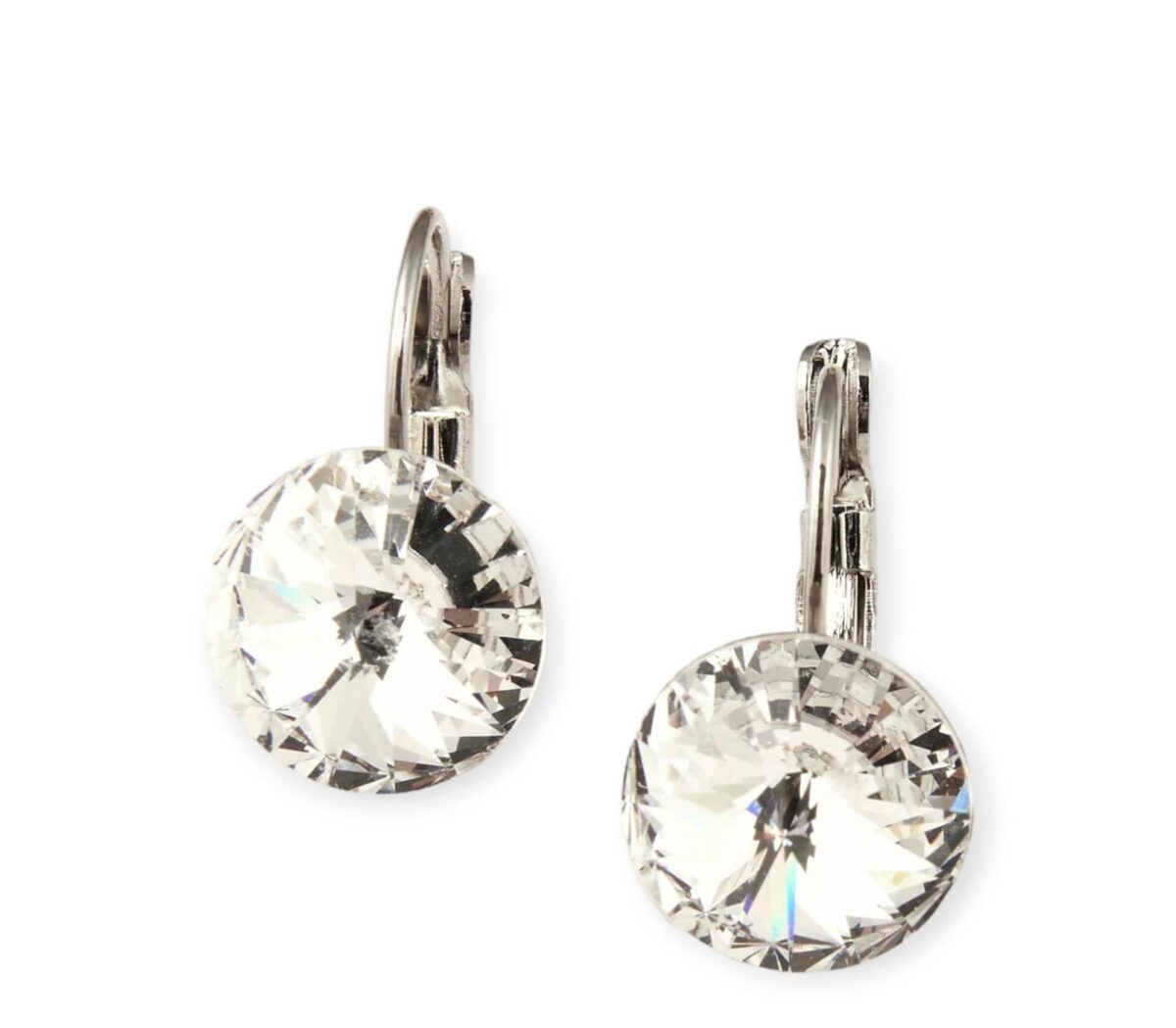 Σκουλαρίκια Με Λευκά Κρύσταλλα Swarovski Από Ατσάλι - Ασημί