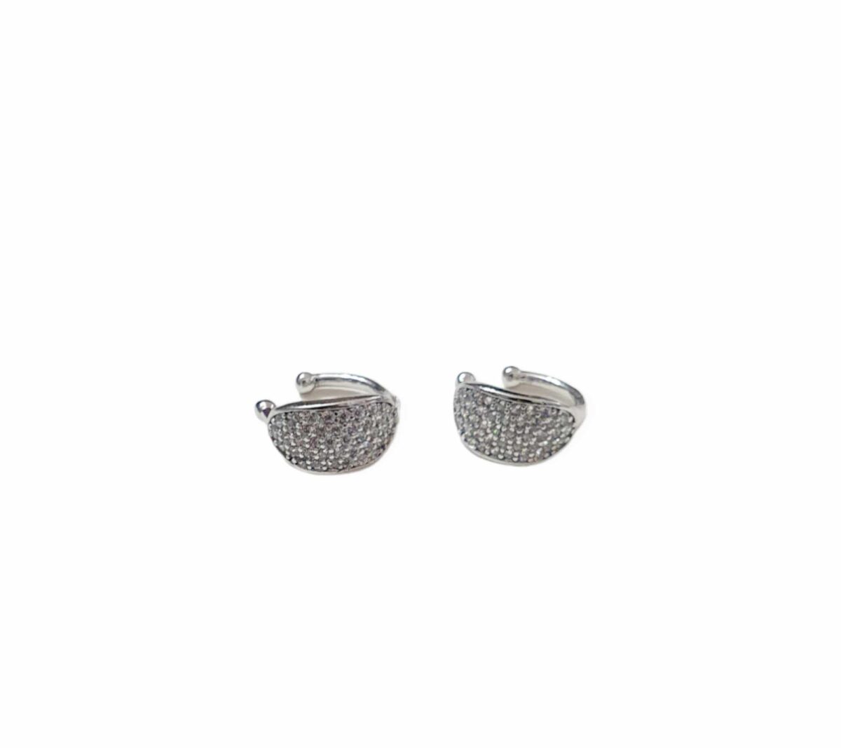 Ear Cuff Με Ζιργκόν Stainless Steel - Ασημί