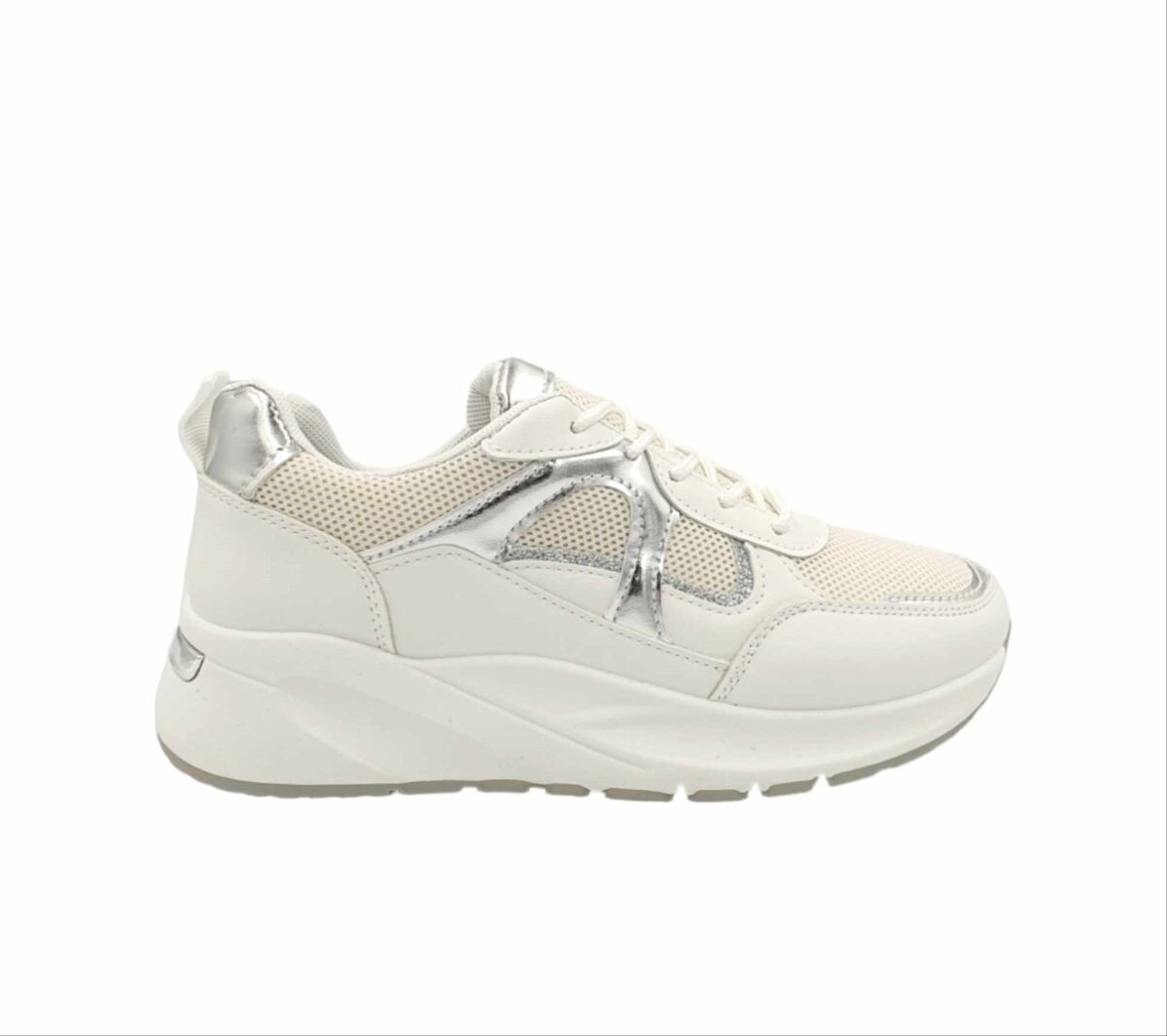 Γυναικεία Sneakers Με Ασημί Λεπτομέρεια - Λευκό