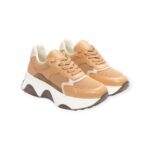 Sneakers Δερμάτινα Σε Συνδυασμό Χρωμάτων Και Υλικών - Cuoio