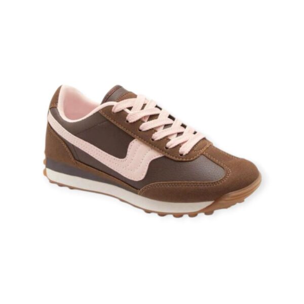 Sneakers Σε Συνδυασμό Χρωμάτων Και Υλικών - Καφέ